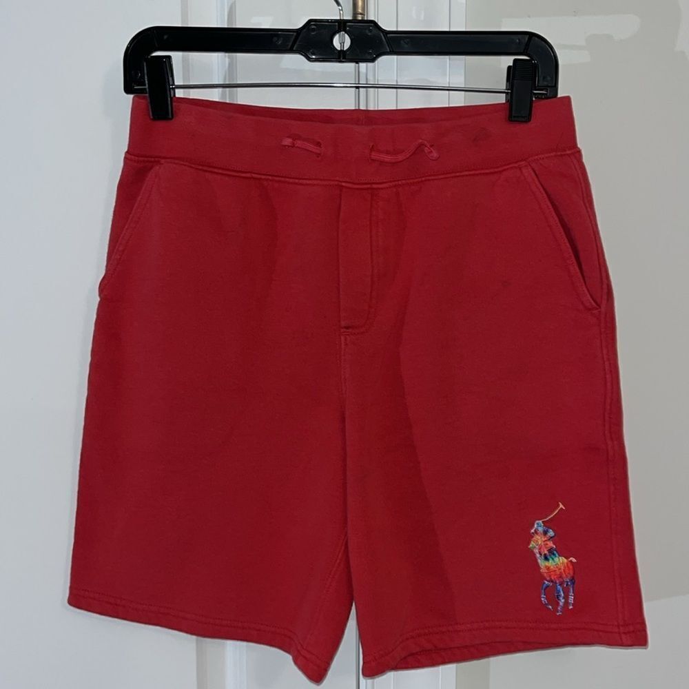 Polo by Ralph Lauren Kids Big Pony Fleece‎ Red Shorts L/14-16 marks small hole